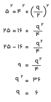 محاسبه قطر لوزی با قضیه فیثاغورس