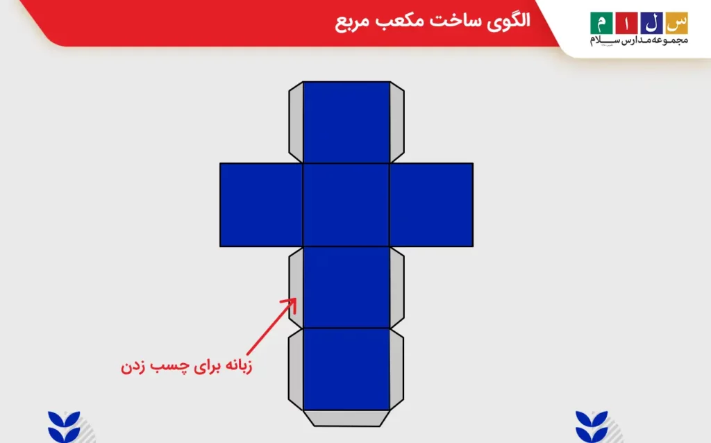 کاردستی مکعب باز شده کلاس سوم