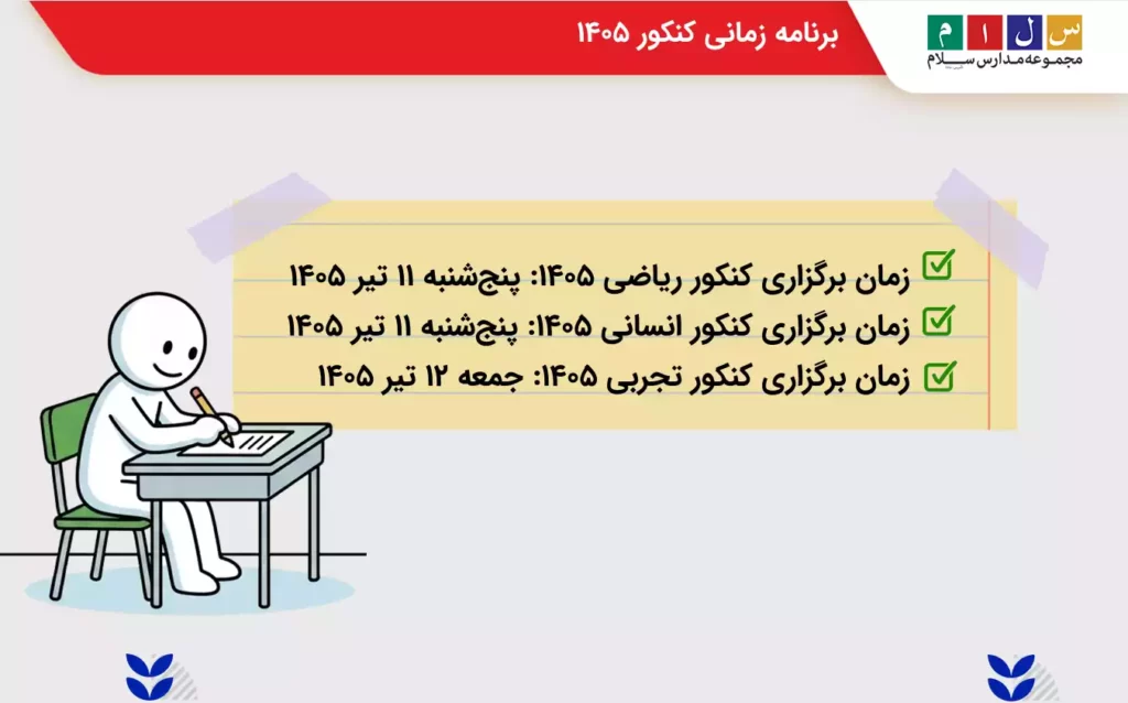 برنامه زمان برگزاری کنکور 1405