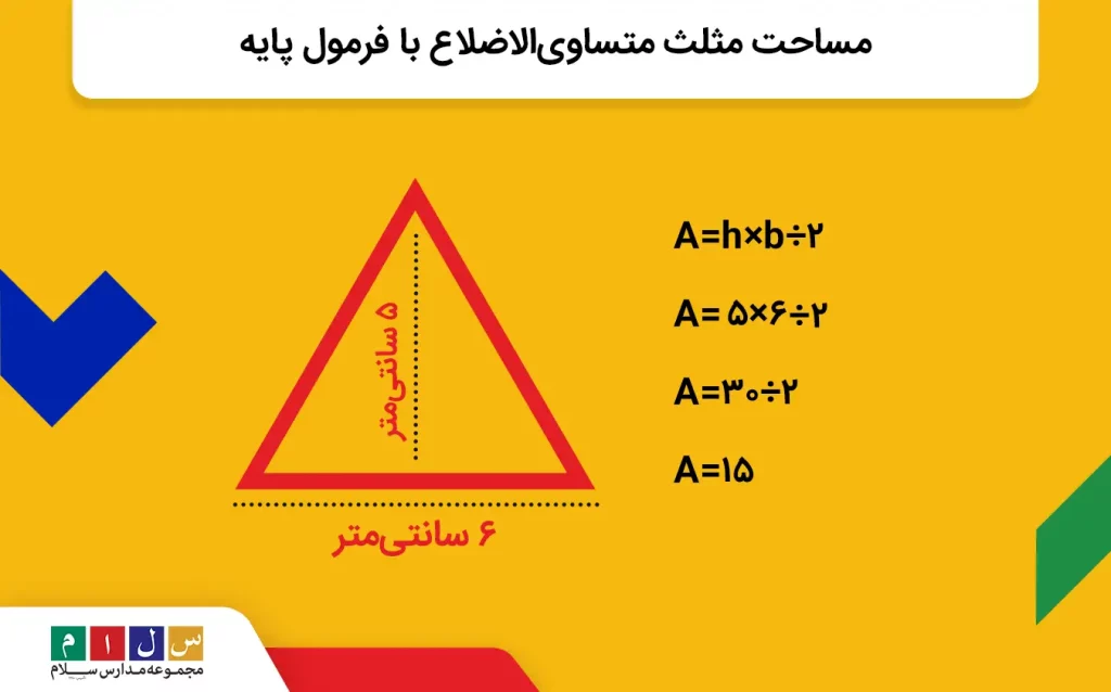 فرمول پایه مساحت مثلث متساوی‌الاضلاع
