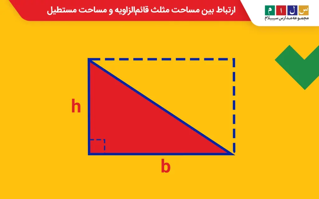 مساحت مثلث قائم‌الزاویه چه شباهتی با مساحت مستطیل دارد؟