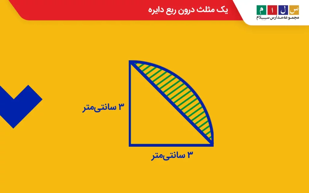 محاسبه قسمت رنگی یک مثلث درون ربع دایره