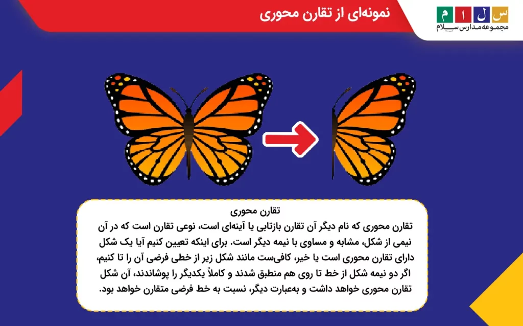 یک سیب کاغذی از وسط تاشده نمونه‌ای از تقارن محوری 