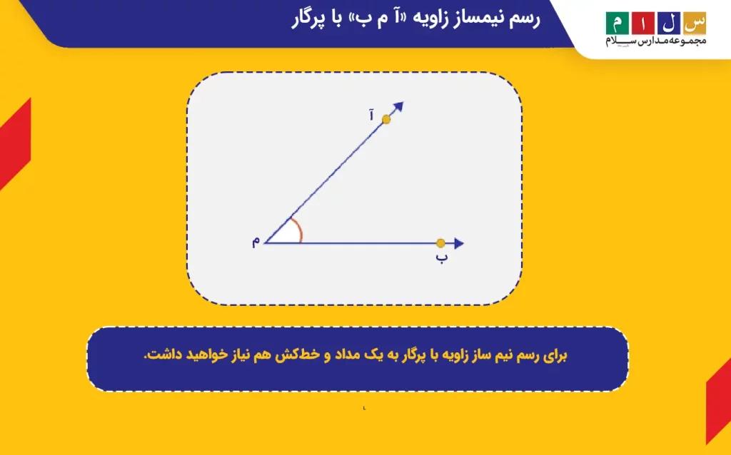 رسم نیمساز زاویه با پرگار