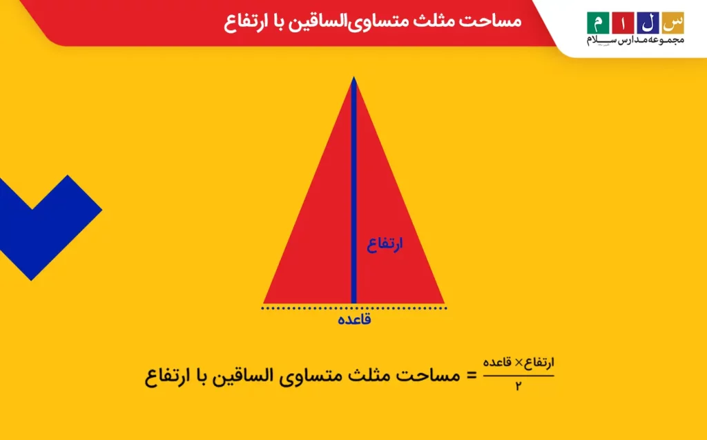 فرمول مساحت مساحت مثلث متساوی الساقین