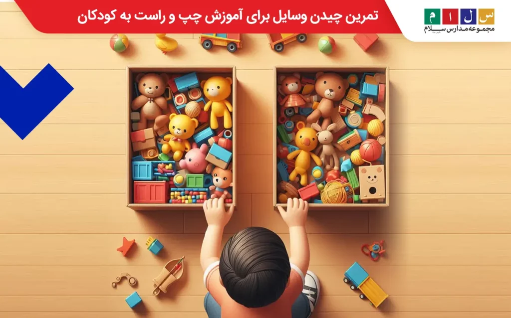 تمرین چیدن وسایل برای آموزش چپ و راست به کودک