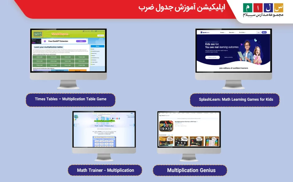 بازی‌های نصبی جذاب برای آموزش جدول ضرب سوم دبستان