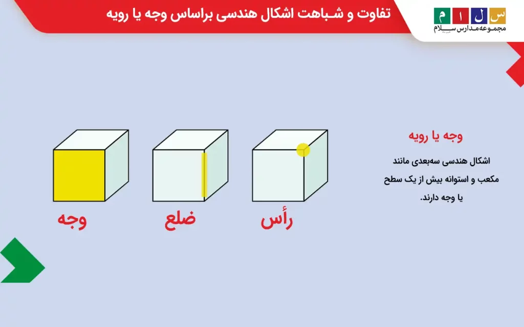 وجه یا رویه از عوامل تفاوت و شباهت اشکال هندسی