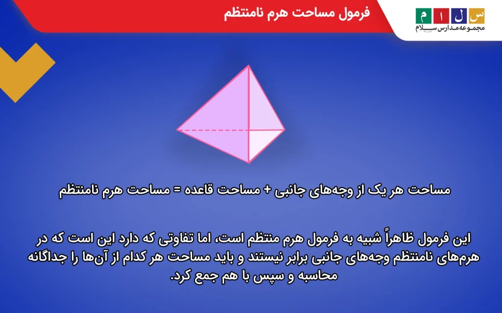 فرمول مساحت هرم نامنتظم