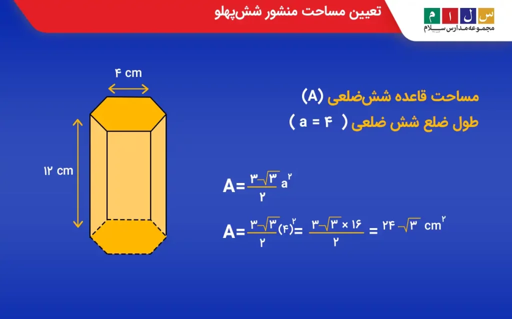 یک منشور شش پهلو با ابعاد مشخص