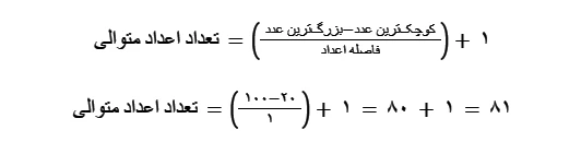 مجموع اعداد متوالی بین 20 تا 100 