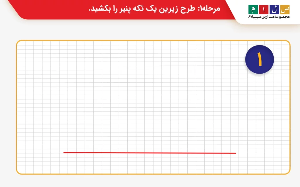 مرحله1 نقاشی پنیر: یک خط افقی بکشید
