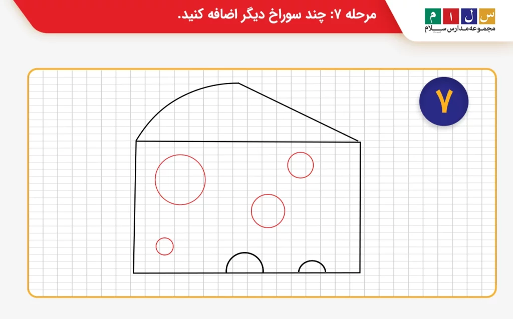  مرحله ۷  آموزش کشیدن نقاشی پنیر 