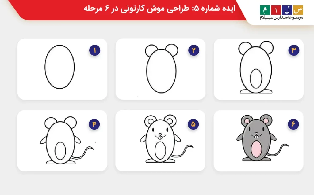 طراحی موش کارتونی با ۶ قدم 