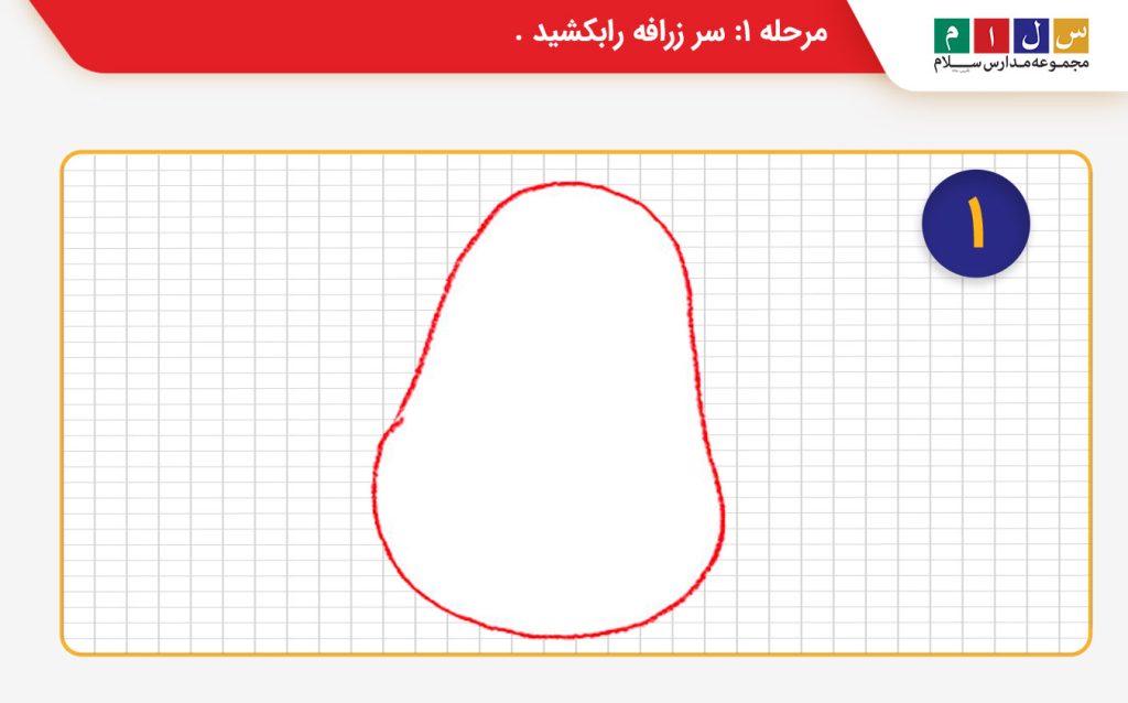 مرحله ۱ نقاشی زرافه سر زرافه را بکشید