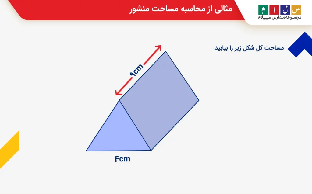 مثالی از محاسبه مساحت منشور
