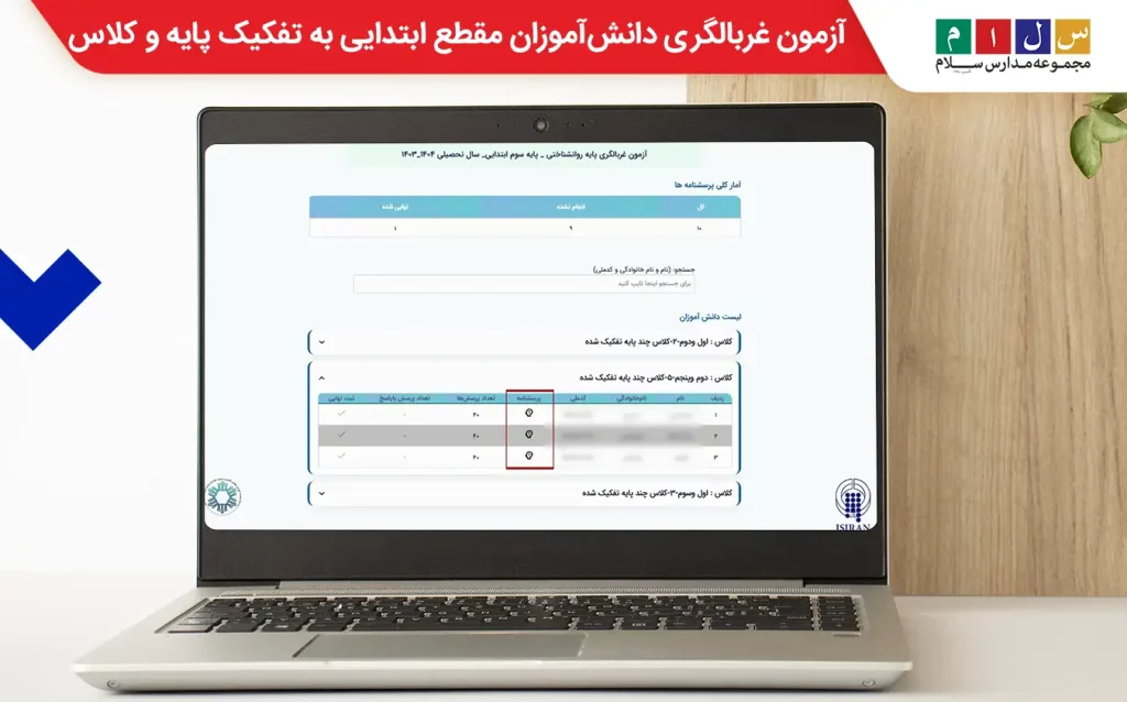 مشاهده و تکمیل آزمون غربالگری دانش‌آموزان ابتدایی توسط معلمان
