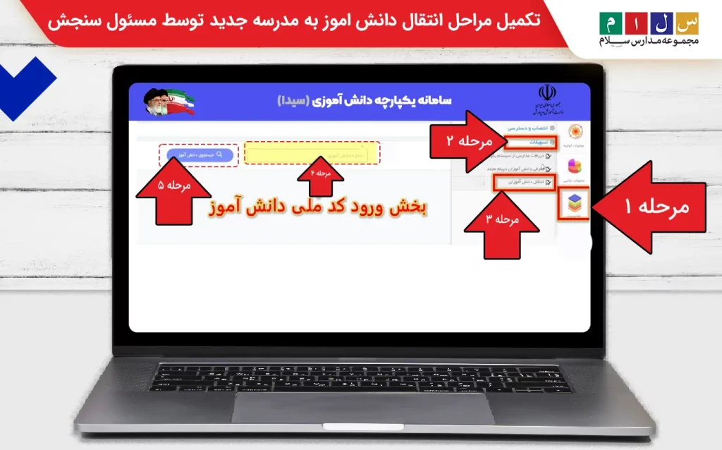 تکمیل مراحل انتقال دانش اموز به مدرسه جدید توسط مسئول سنجش