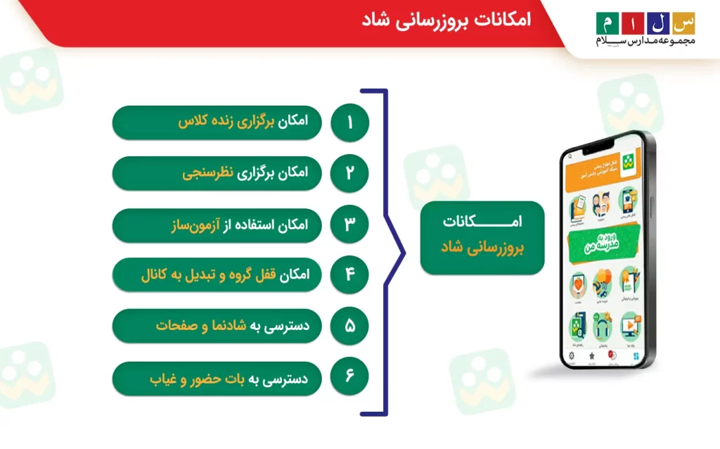 امکانات به روز رسانی شاد
