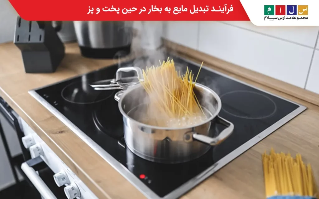 فرآیند تبدیل مایع به بخار در حین پخت و پز