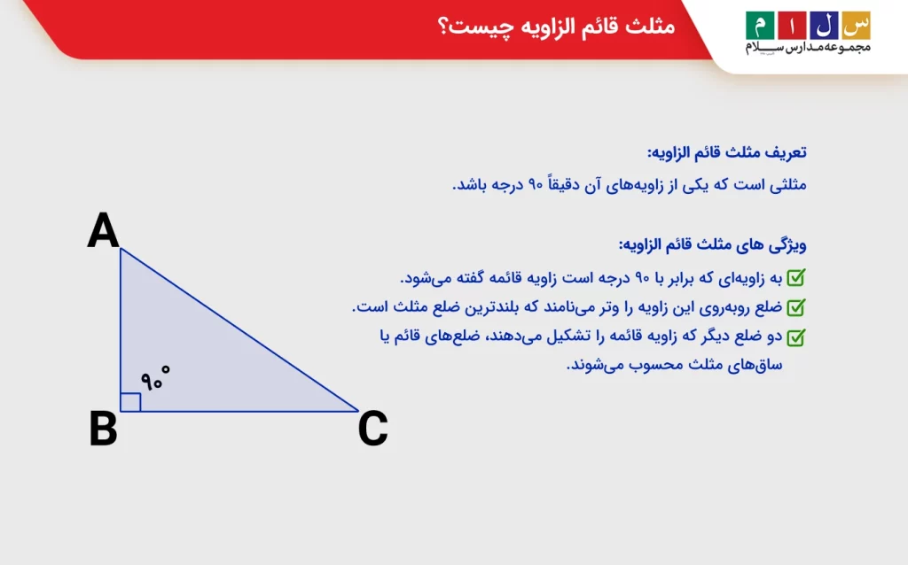  مثلث قائم الزاویه چیست و چه ویژگی‌هایی دارد؟