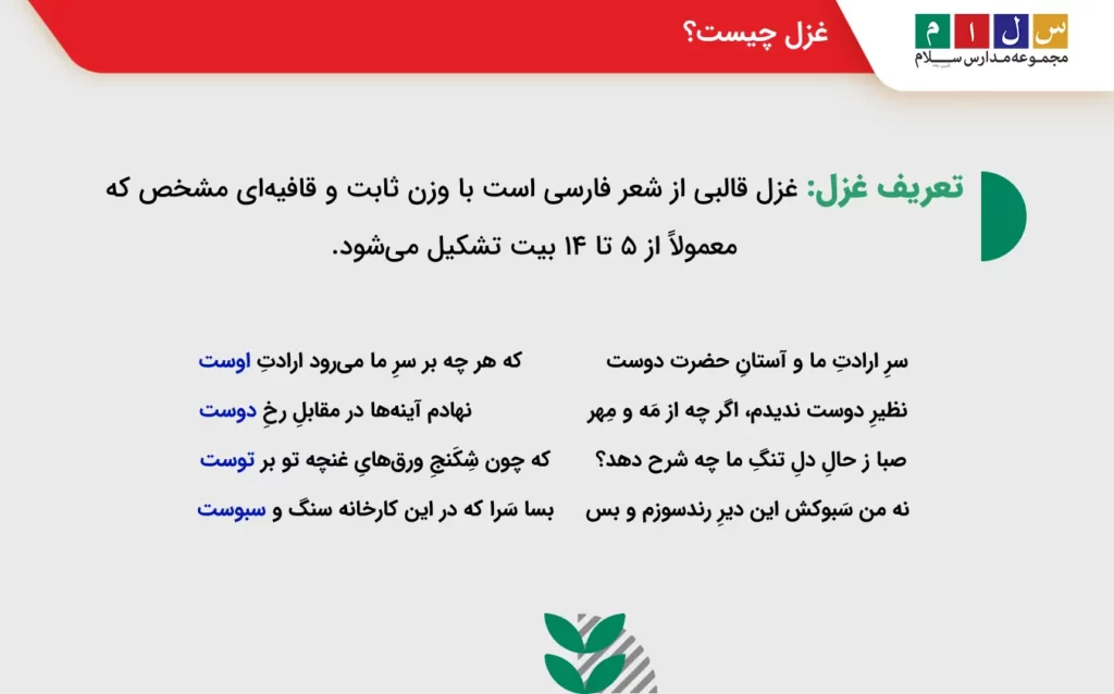 بررسی مبحث غزل چیست کلاس ششم