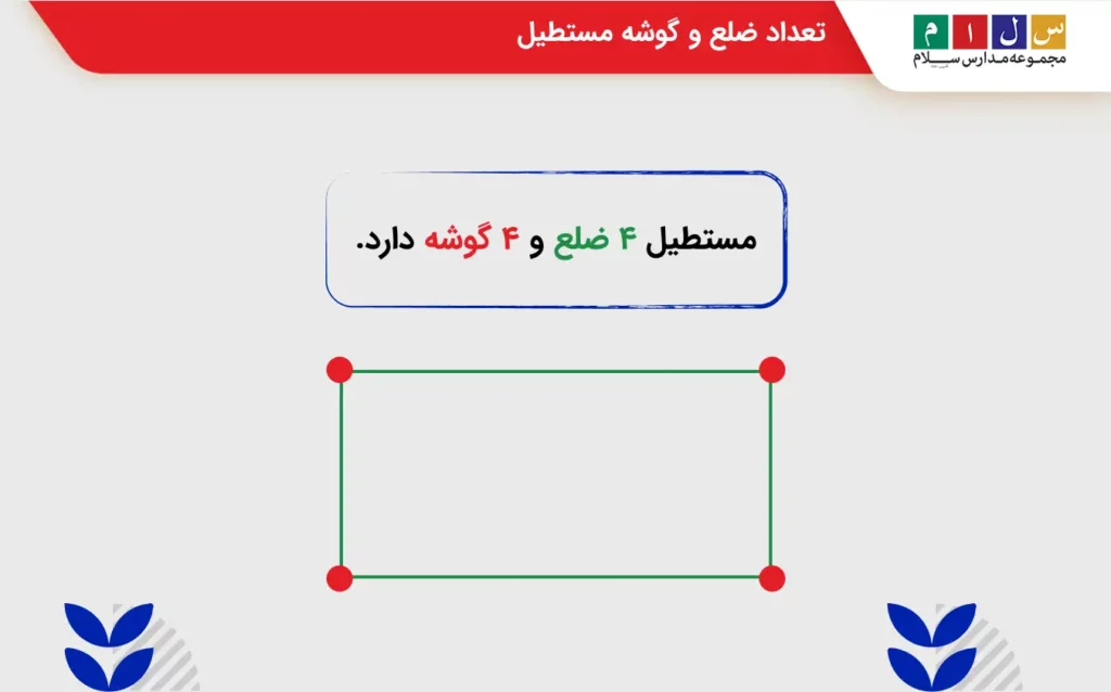 تعداد ضلع و گوشه مستطیل