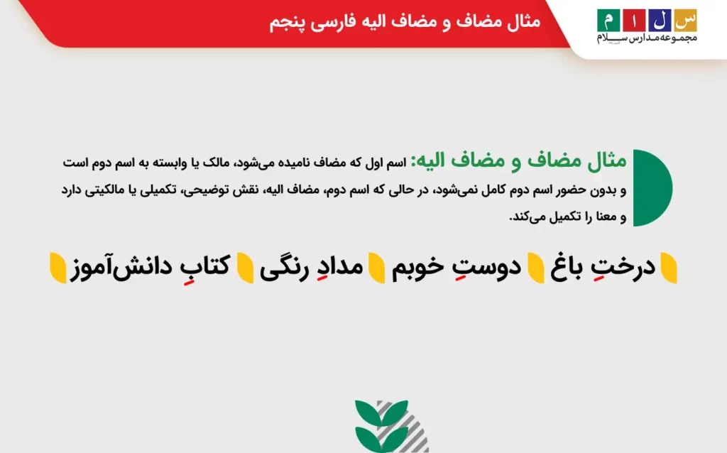 مثال مضاف و مضاف الیه فارسی پنجم