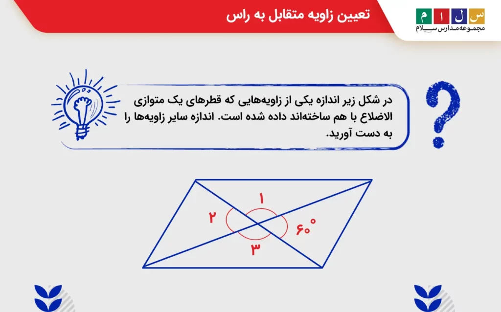 تعیین زاویه متقابل به راس