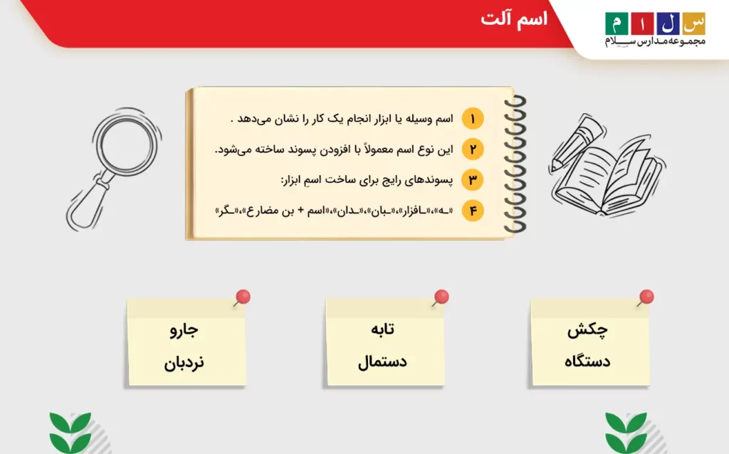 اسم آلت از انواع اسم در فارسی
