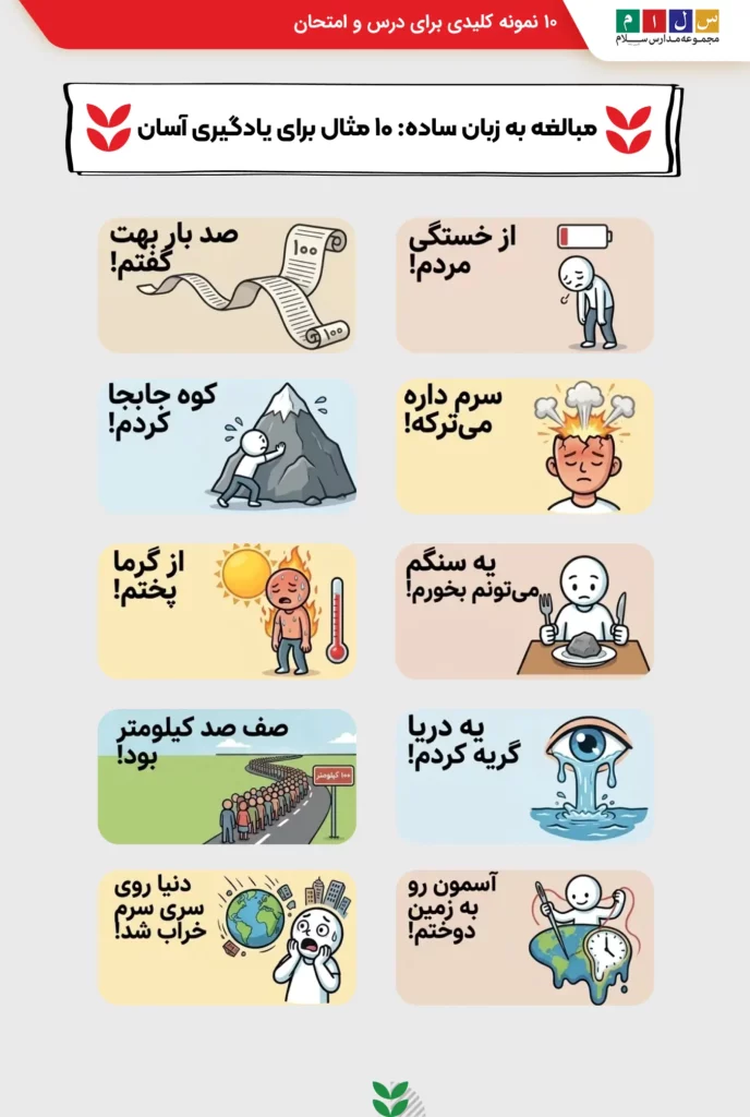 10 نمونه کلیدی آرایه مبالغه