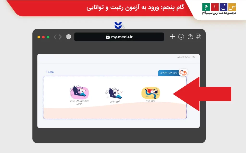 گام پنجم: ورود به آزمون رغبت و توانایی