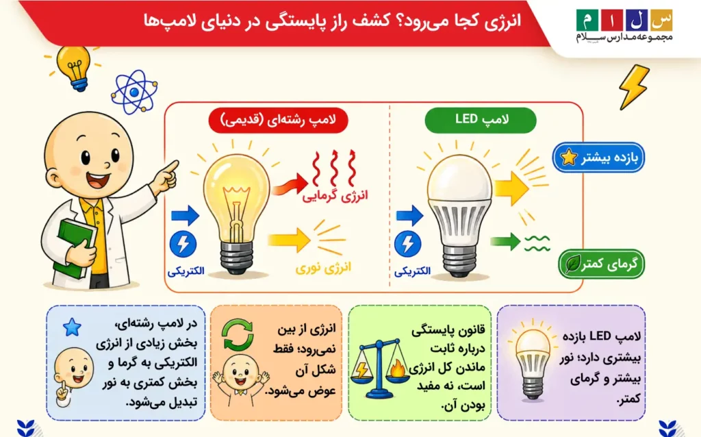 آزمایش لامپ برای قانون پایستگی