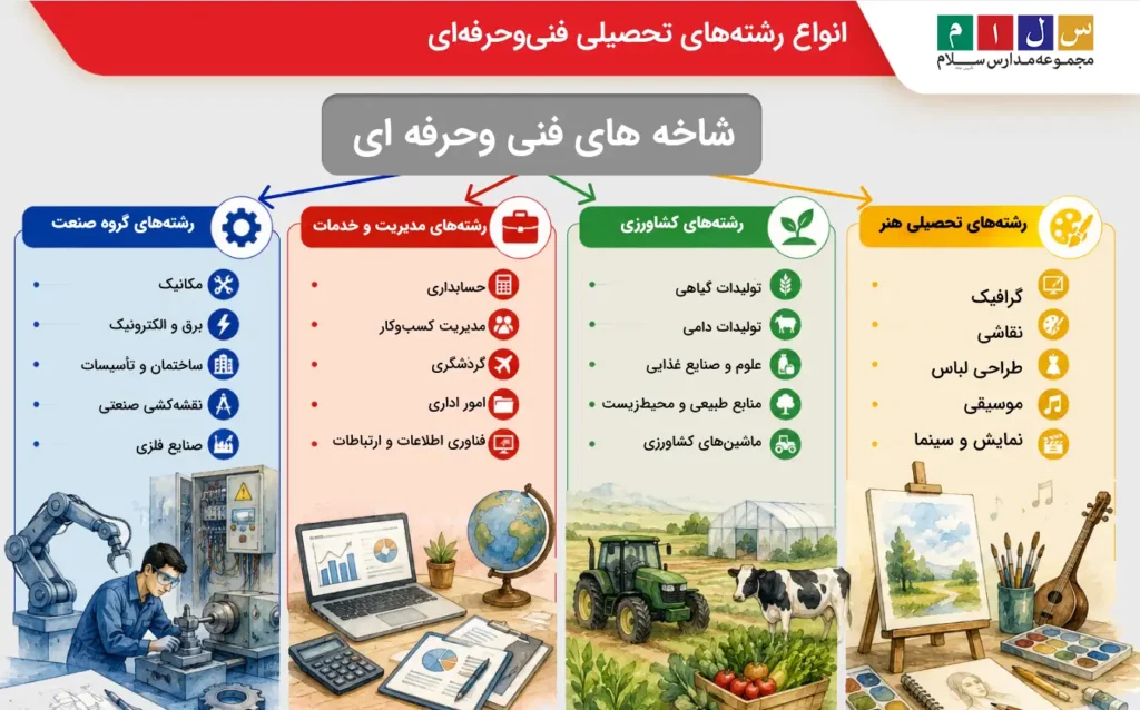 انواع رشتههای تحصیلی فنیوحرفهای