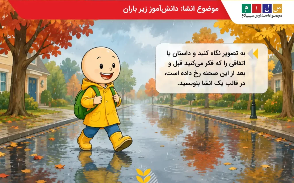 موضوع انشا : موضوع دانشآموز زیر باران