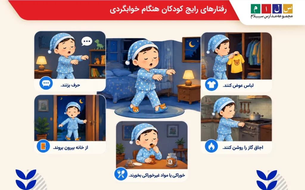 کارهایی که کودکان هنگام راه رفتن در خواب انجام میدهند