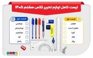 لیست کامل لوازم تحریر کلاس هشتم ۱۴۰۵